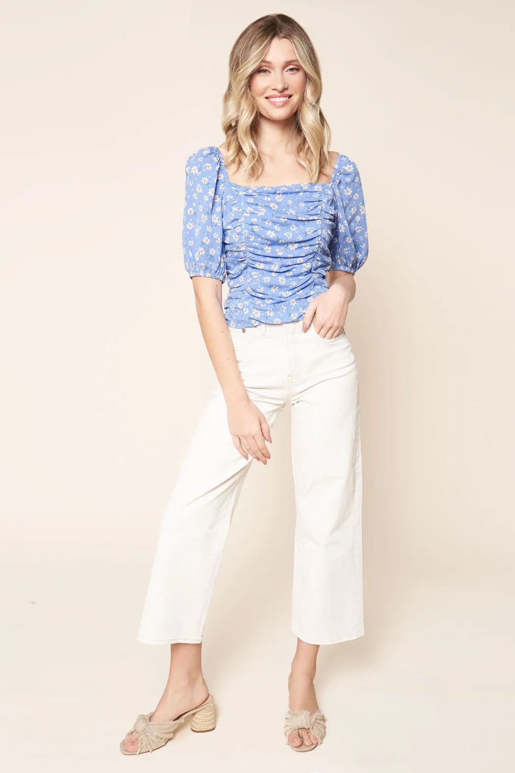 Seville Floral Balloon Sleeve Ruched Blouse sold by Sugarlips product image thumbnail 5