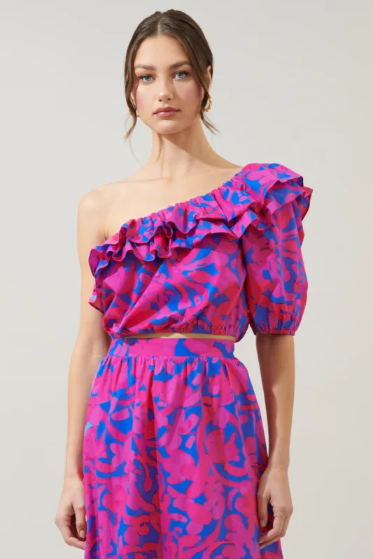 Yeraldi Berry Bailar One Shoulder Crop Top sold by Sugarlips