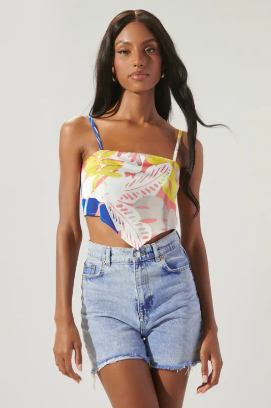 Tropical Paradise Handkerchief Satin Crop Top sold by Sugarlips