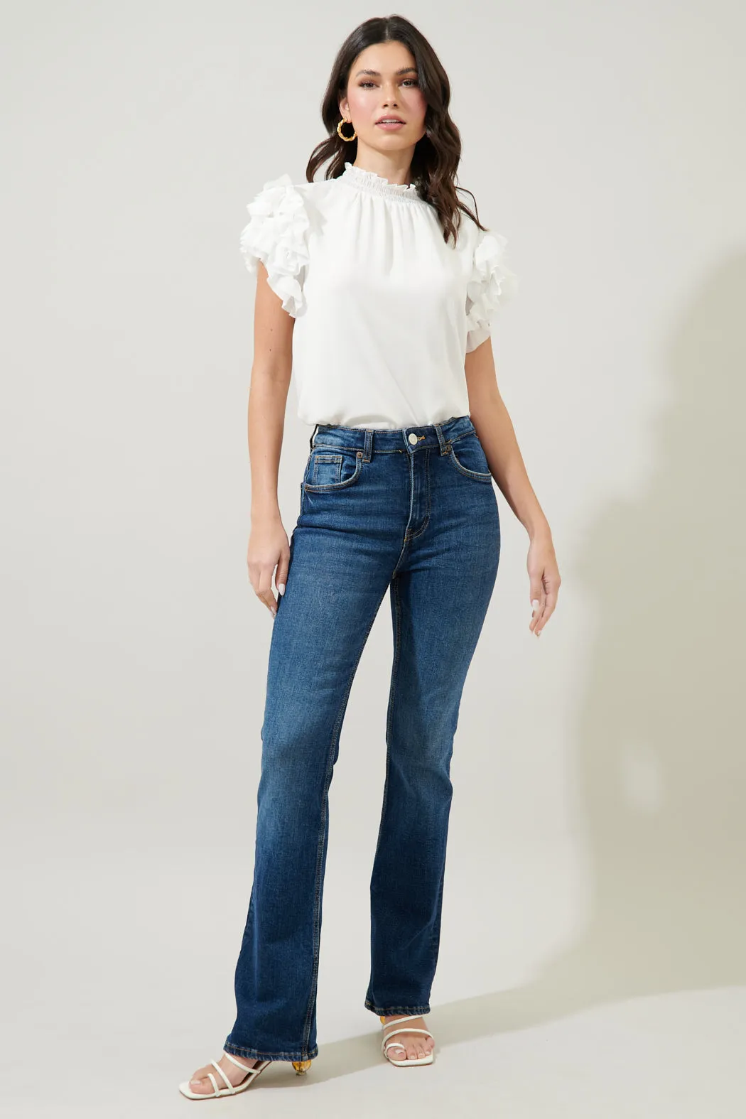 Brenna Mock Neck Ruffle Blouse sold by Sugarlips product image thumbnail 4