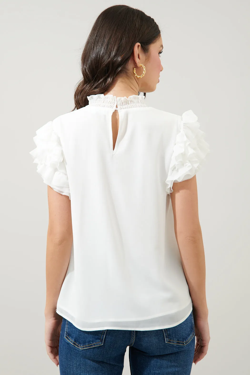 Brenna Mock Neck Ruffle Blouse sold by Sugarlips product image thumbnail 2