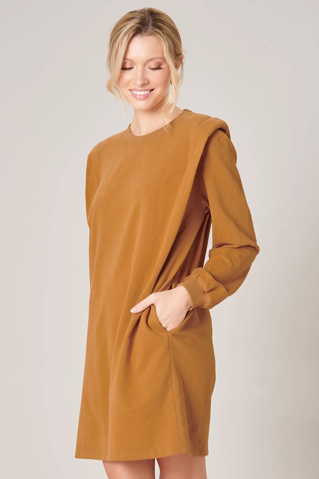 Deanna Padded Shoulder French Terry Knit Dress sold by Sugarlips product image thumbnail 3