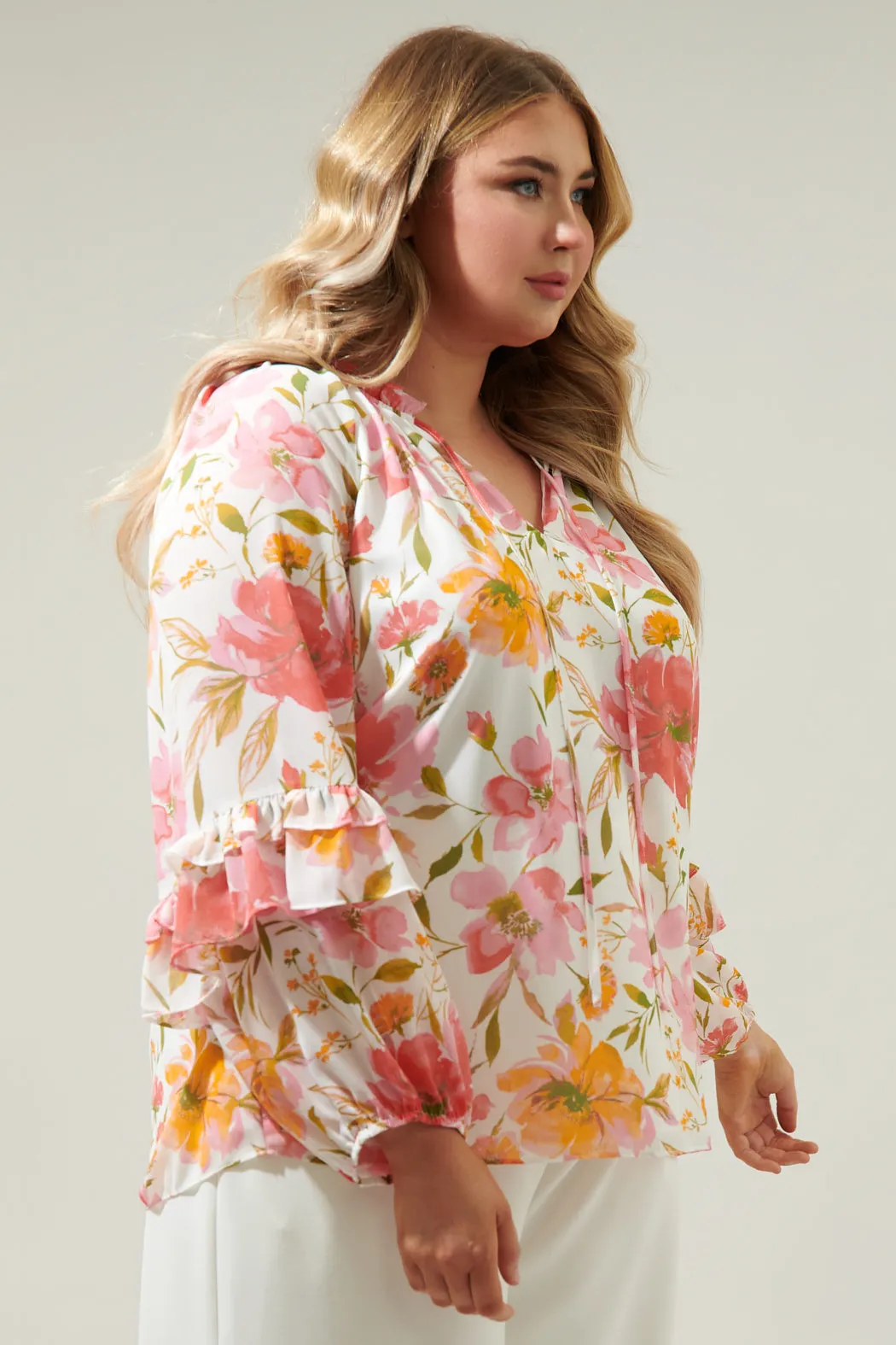 Maldonado Floral Bijou Bell Sleeve Blouse Curve sold by Sugarlips product image thumbnail 3