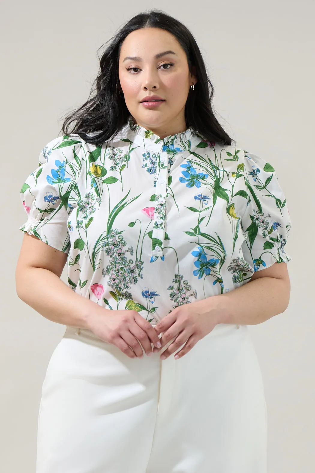 Clove Garden Floral Puff Sleeve Top Curve sold by Sugarlips