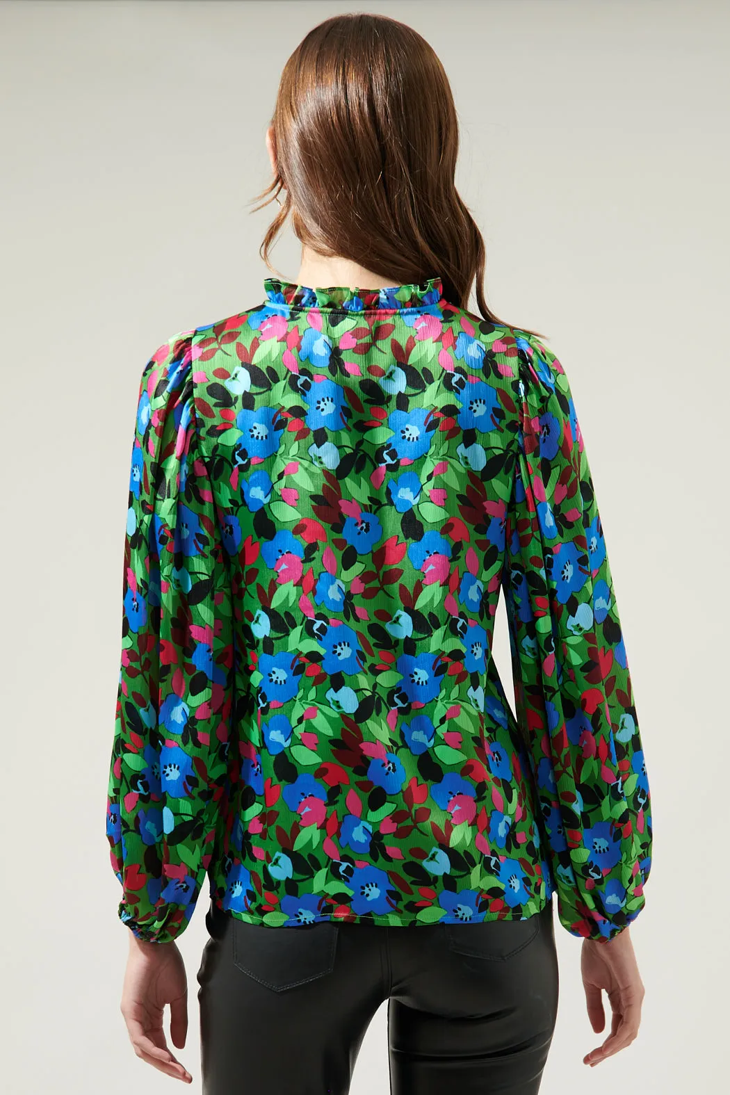 Destine Floral Hathaway Split Neck Long Sleeve Blouse sold by Sugarlips product image thumbnail 3