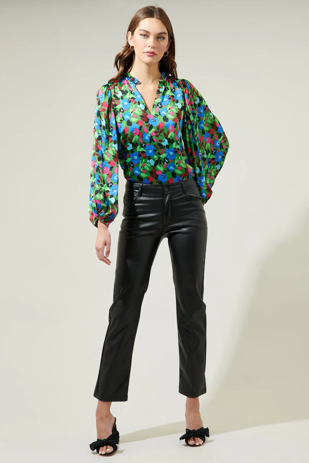 Destine Floral Hathaway Split Neck Long Sleeve Blouse sold by Sugarlips product image thumbnail 5