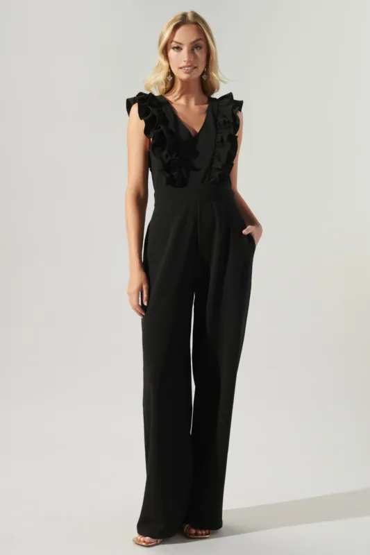 Free Bird Ruffle Wide Leg Jumpsuit sold by Sugarlips