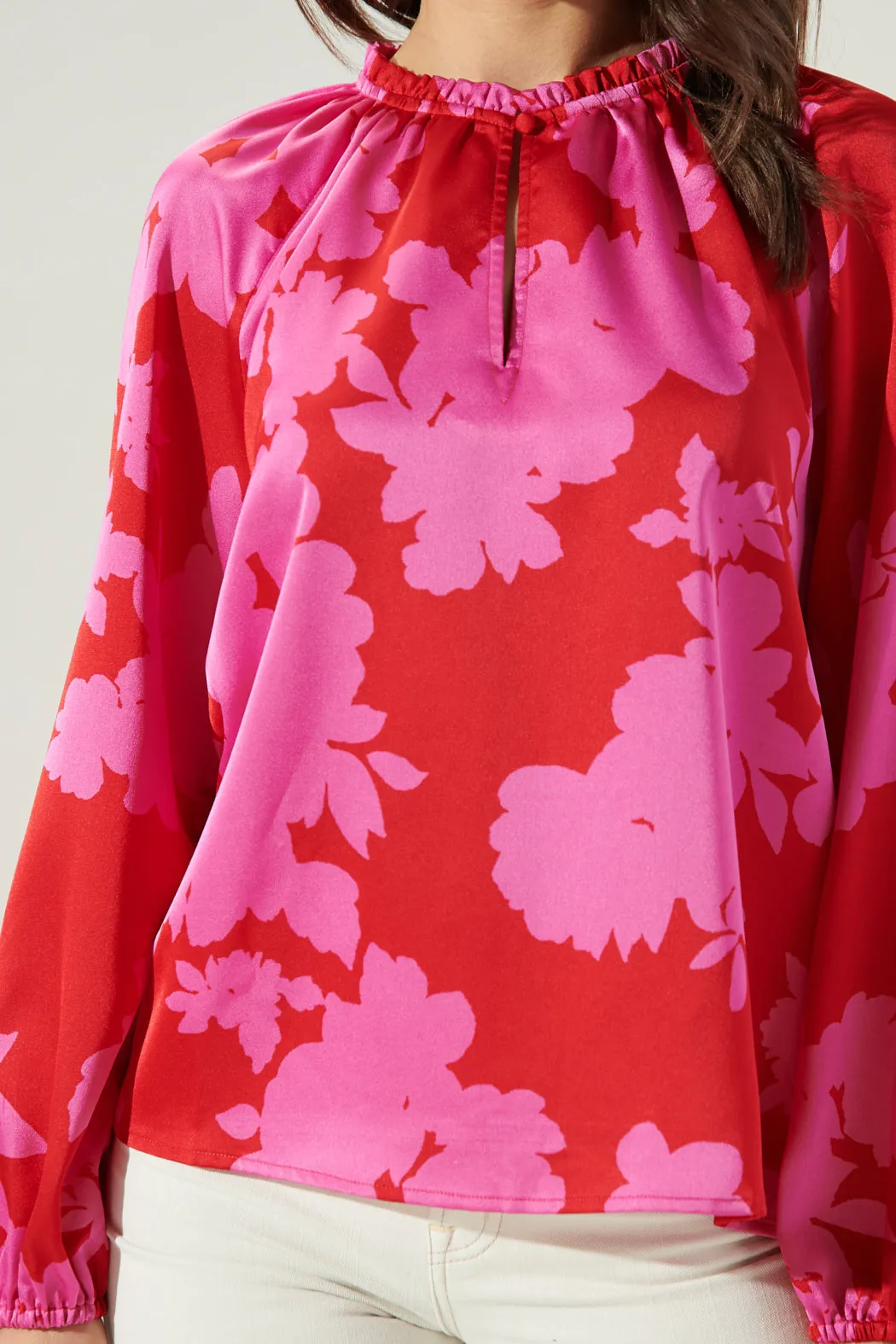 Burning Love Jovie Split Neck Satin Raglan Blouse sold by Sugarlips product image thumbnail 5