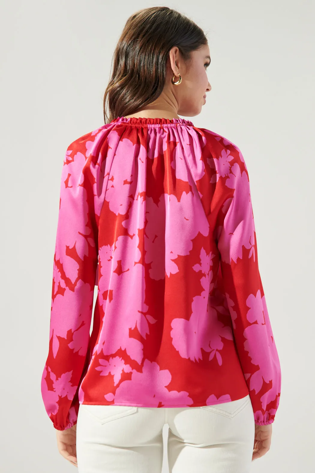 Burning Love Jovie Split Neck Satin Raglan Blouse sold by Sugarlips product image thumbnail 2