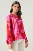 Burning Love Jovie Split Neck Satin Raglan Blouse sold by Sugarlips