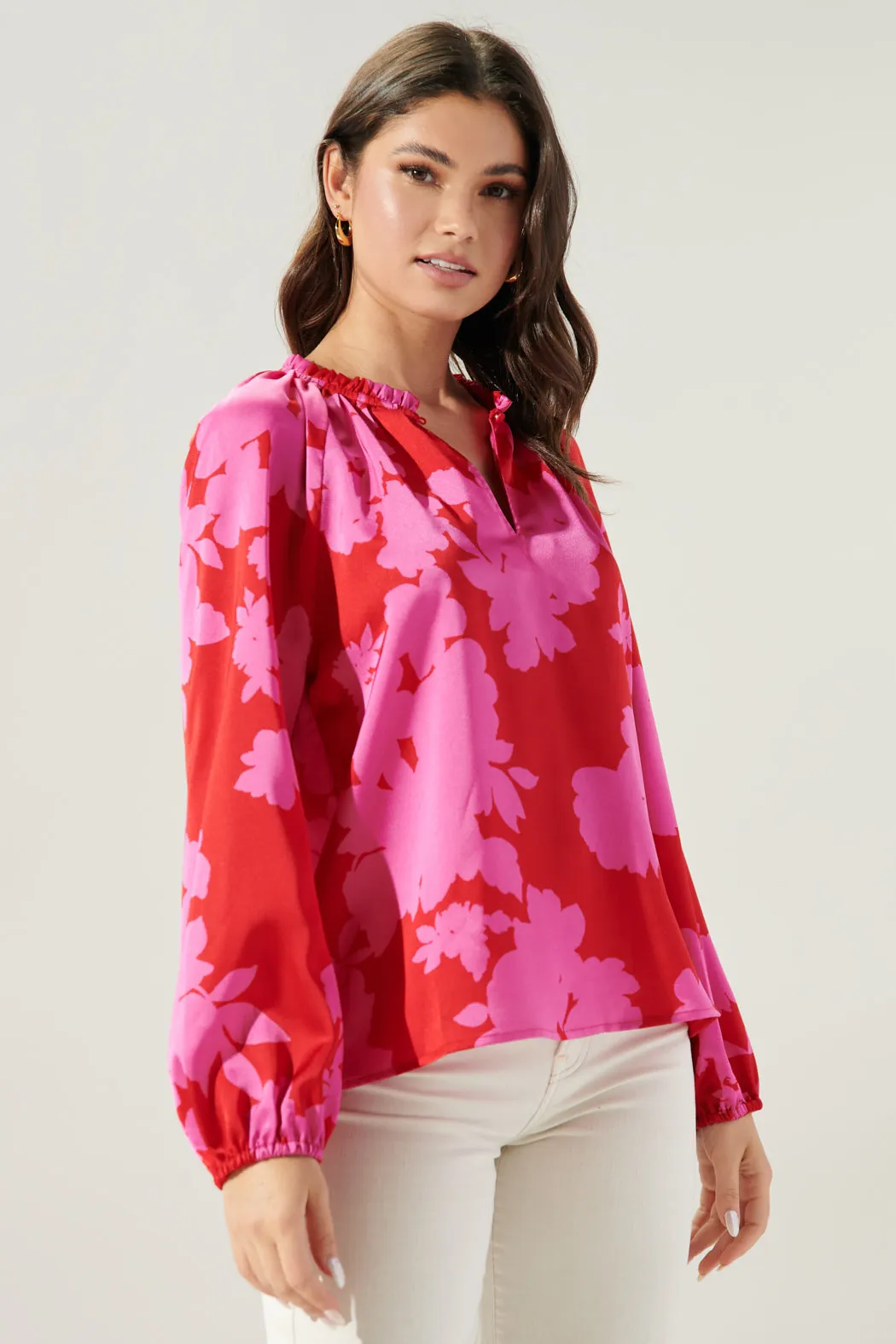Burning Love Jovie Split Neck Satin Raglan Blouse sold by Sugarlips product image thumbnail 3