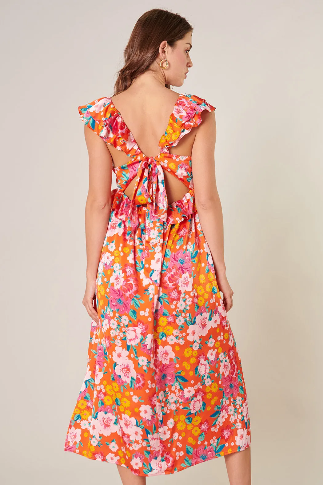 Waverly Floral Lizbeth Ruffle Back Tie Midi Dress sold by Sugarlips product image thumbnail 3