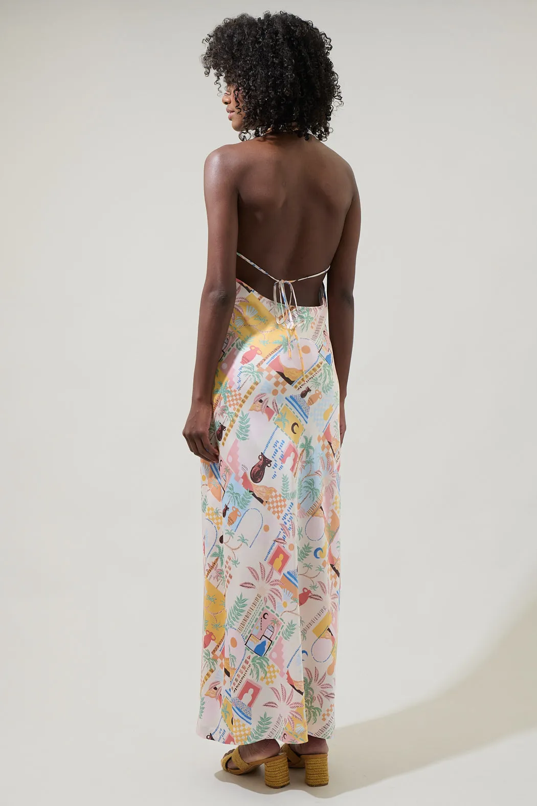 Down The Sunset Yuma Halter Midi Dress Floral Multi Halter Midi Dress sold by Sugarlips product image thumbnail 2