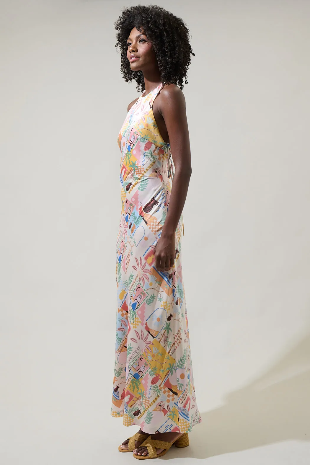 Down The Sunset Yuma Halter Midi Dress Floral Multi Halter Midi Dress sold by Sugarlips product image thumbnail 3