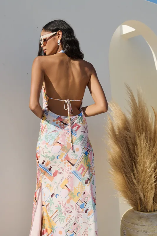 Down The Sunset Yuma Halter Maxi Dress sold by Sugarlips