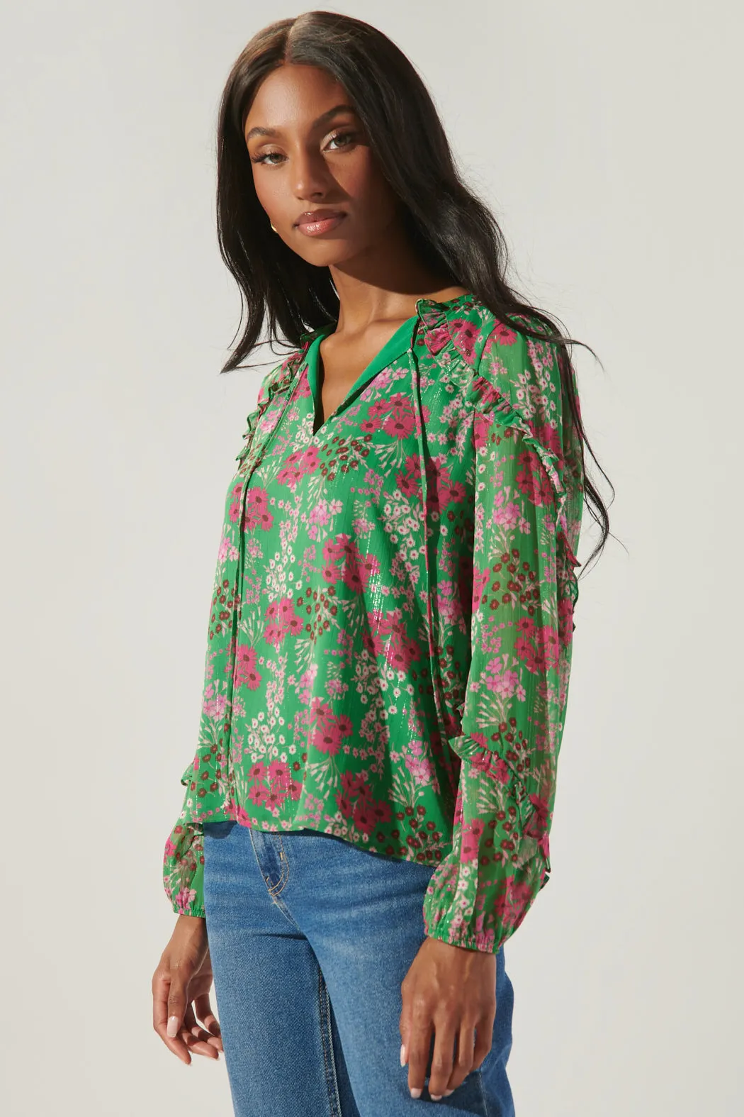 Roxie Floral Ammabella Ruffle Blouse sold by Sugarlips product image thumbnail 2