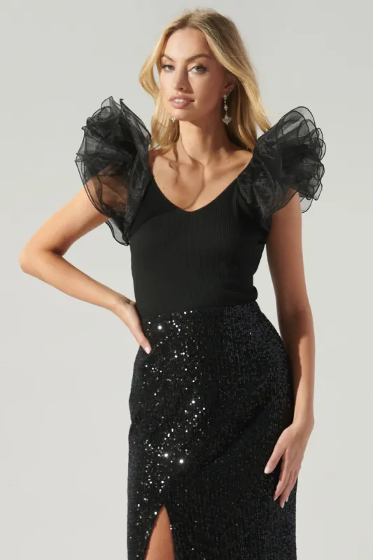 Lennon Ribbed Knit Puff Sleeve Top sold by Sugarlips