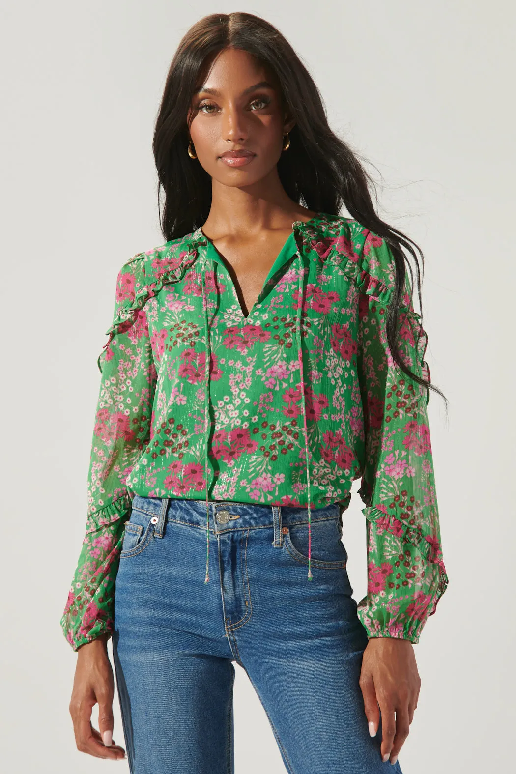 Roxie Floral Ammabella Ruffle Blouse sold by Sugarlips
