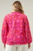 Poppy Punch Hathaway Split Neck Long Sleeve Blouse Curve sold by Sugarlips