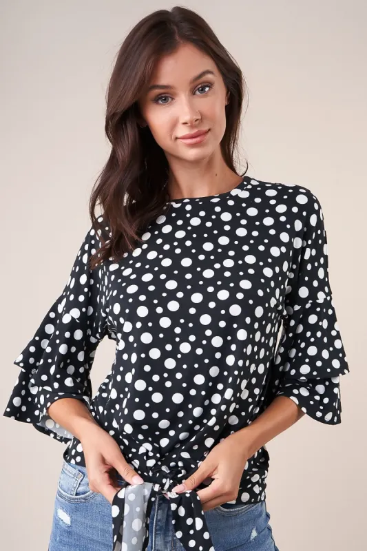 Rhythm Polka Dot Tie-Front Top sold by Sugarlips