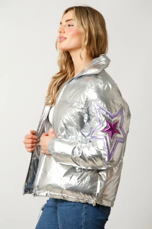 Metallic Star Puffer Jacket sold by Sun n Moon