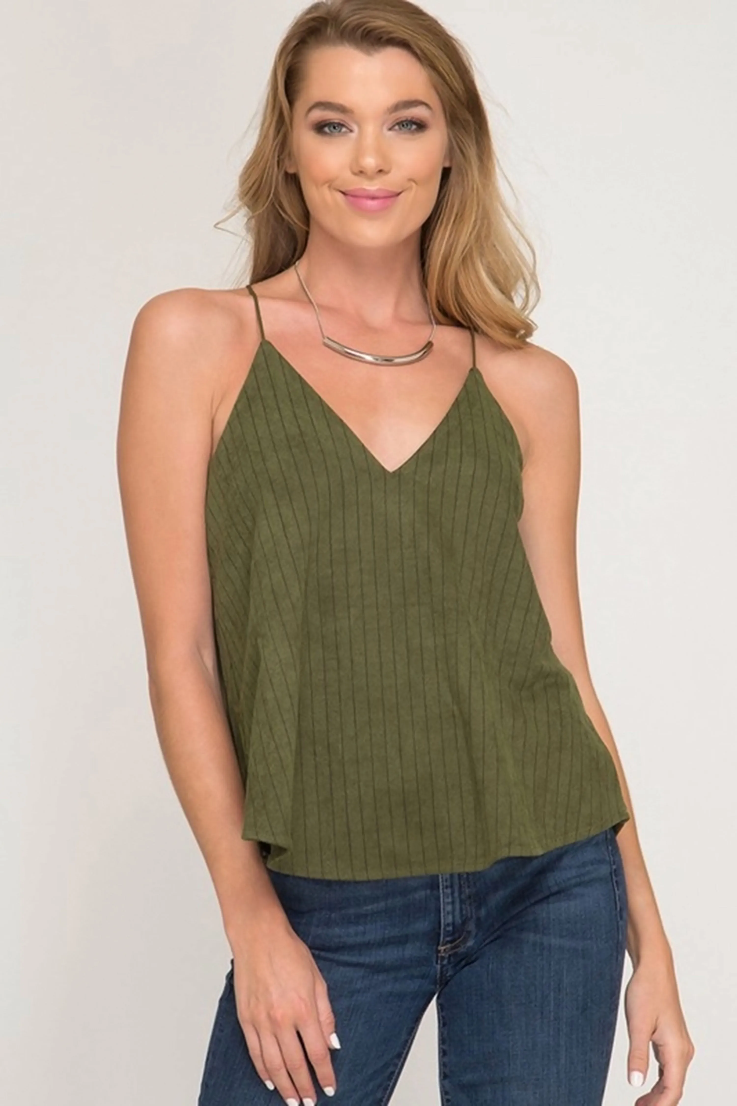 Pin Stripe V-neck Cami sold by Sun n Moon