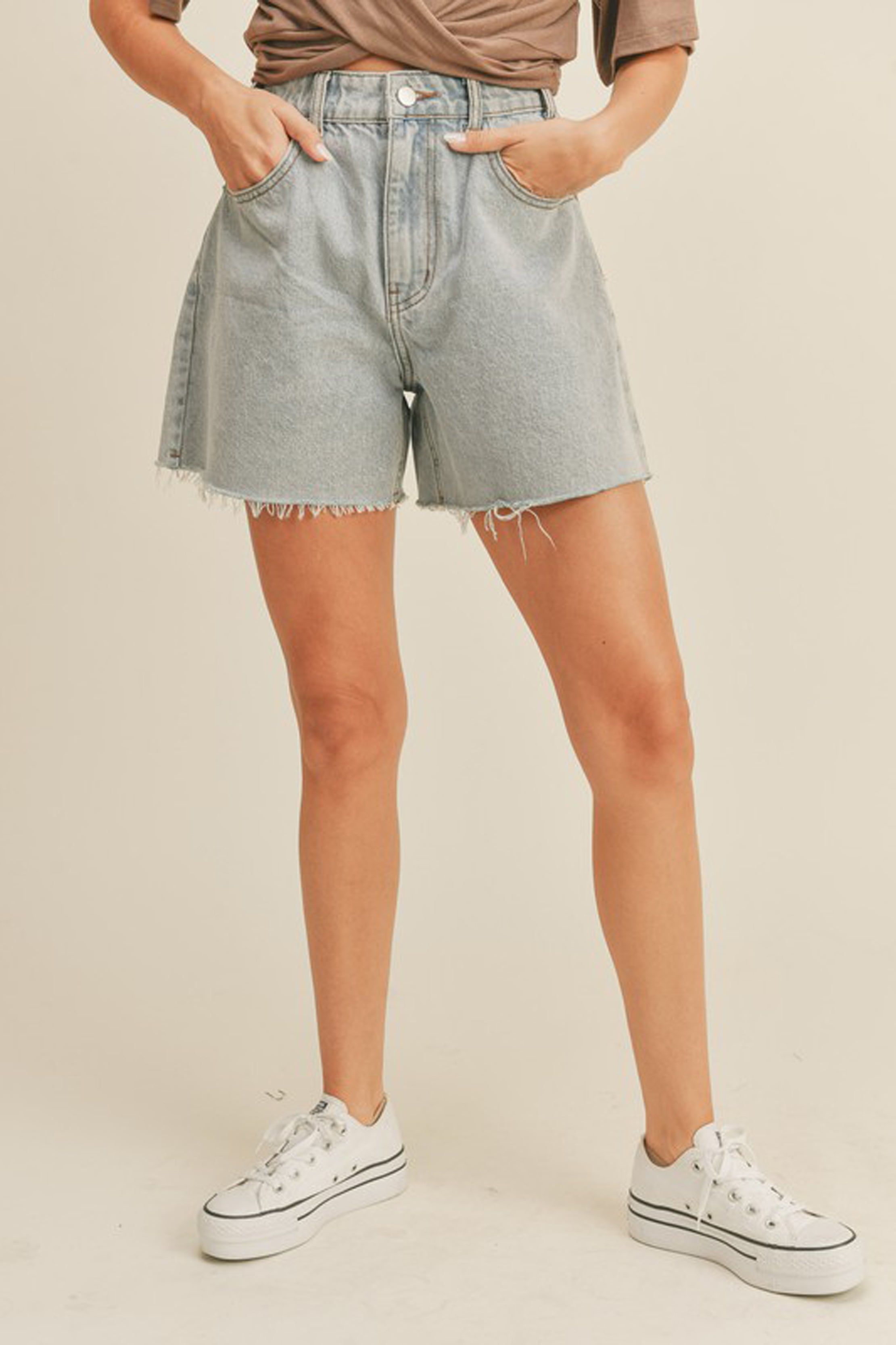 Washed Denim Cutoff Shorts sold by Sun n Moon