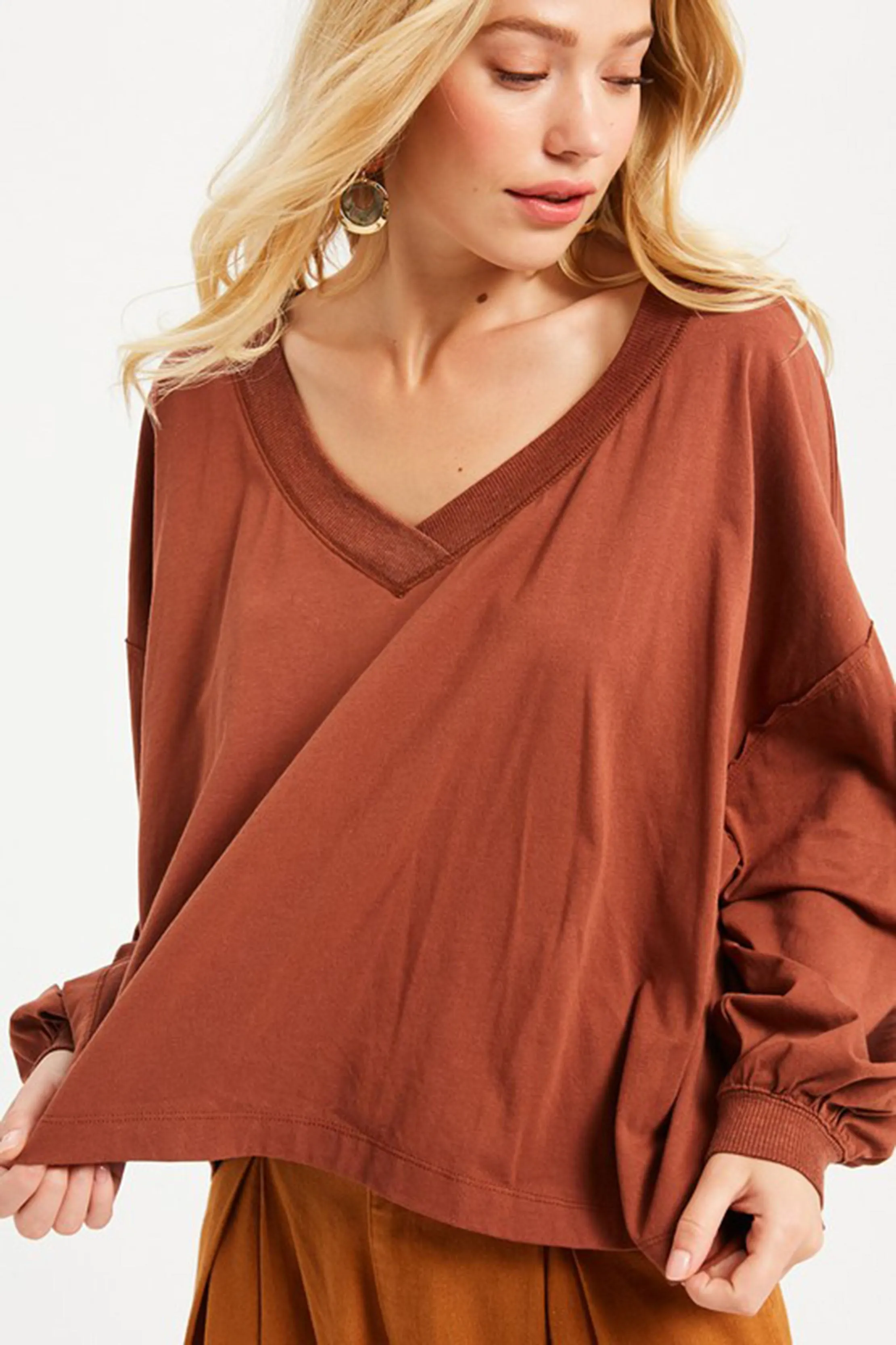 V-Neck Long Sleeve Tee sold by Sun n Moon product image thumbnail 2