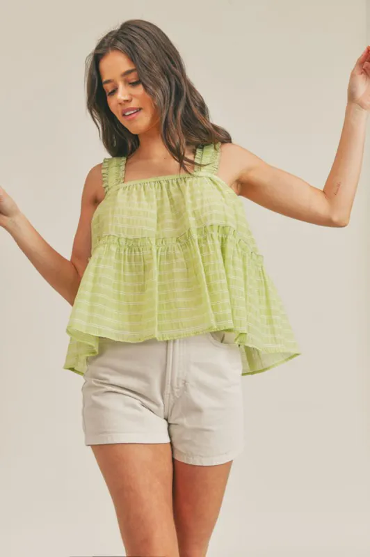 Green Ruffle Tank Top sold by Sun n Moon