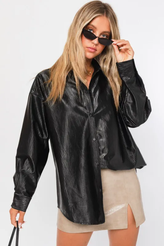 Faux Leather Textured Shacket sold by Sun n Moon
