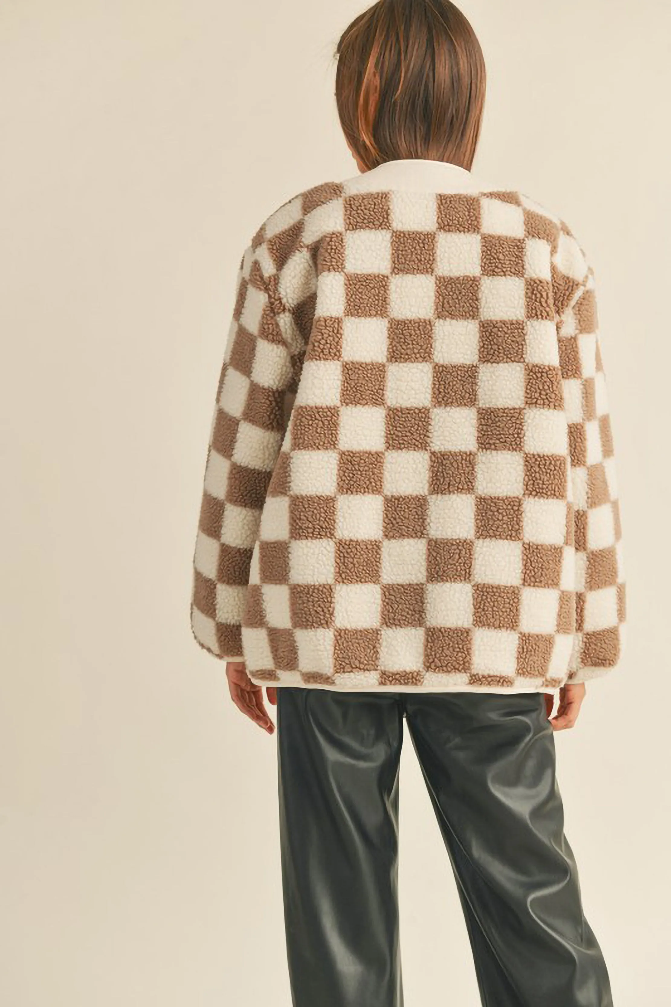 Checkered Sherpa Oversized Jacket sold by Sun n Moon product image thumbnail 3