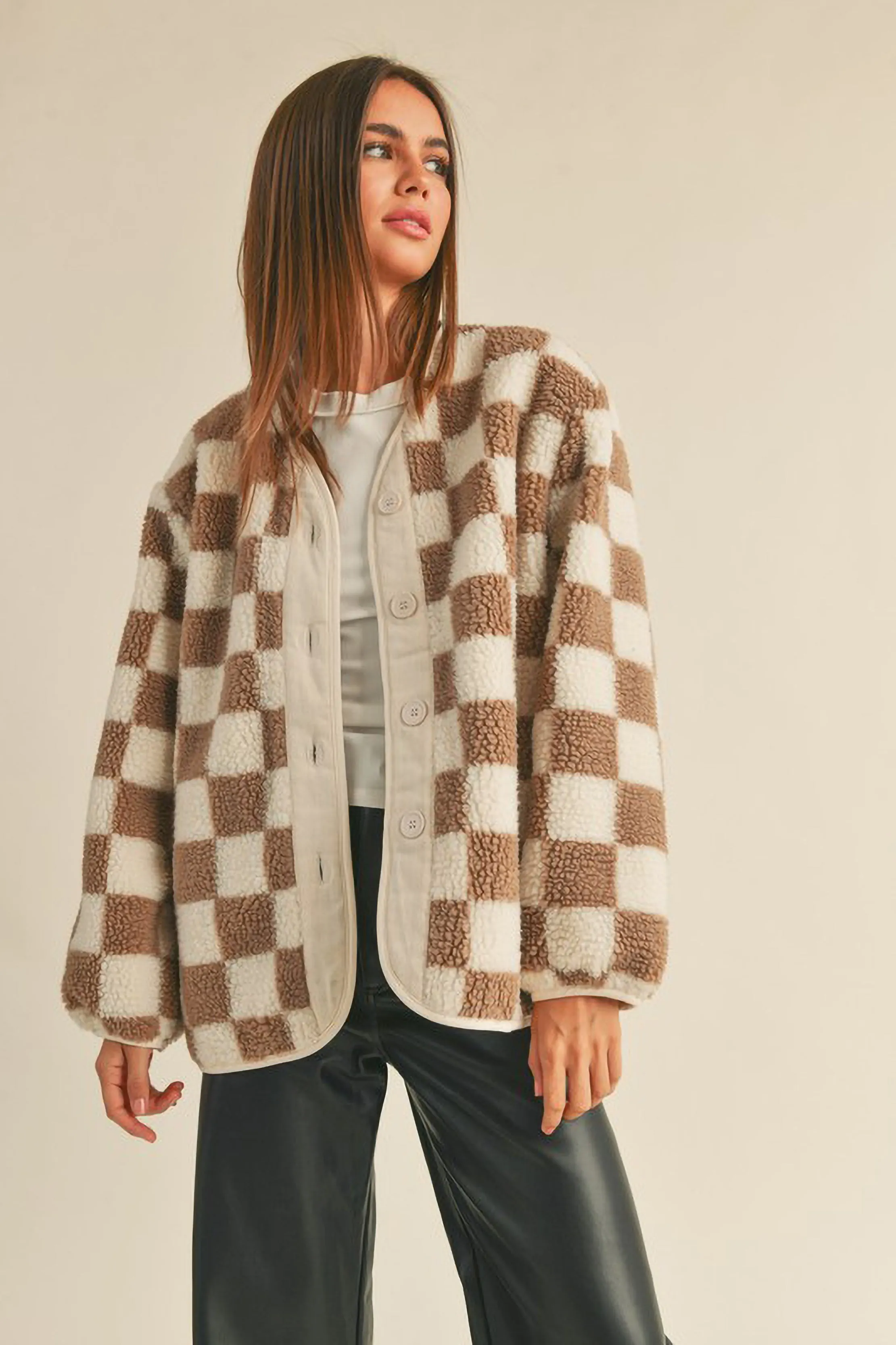 Checkered Sherpa Oversized Jacket sold by Sun n Moon