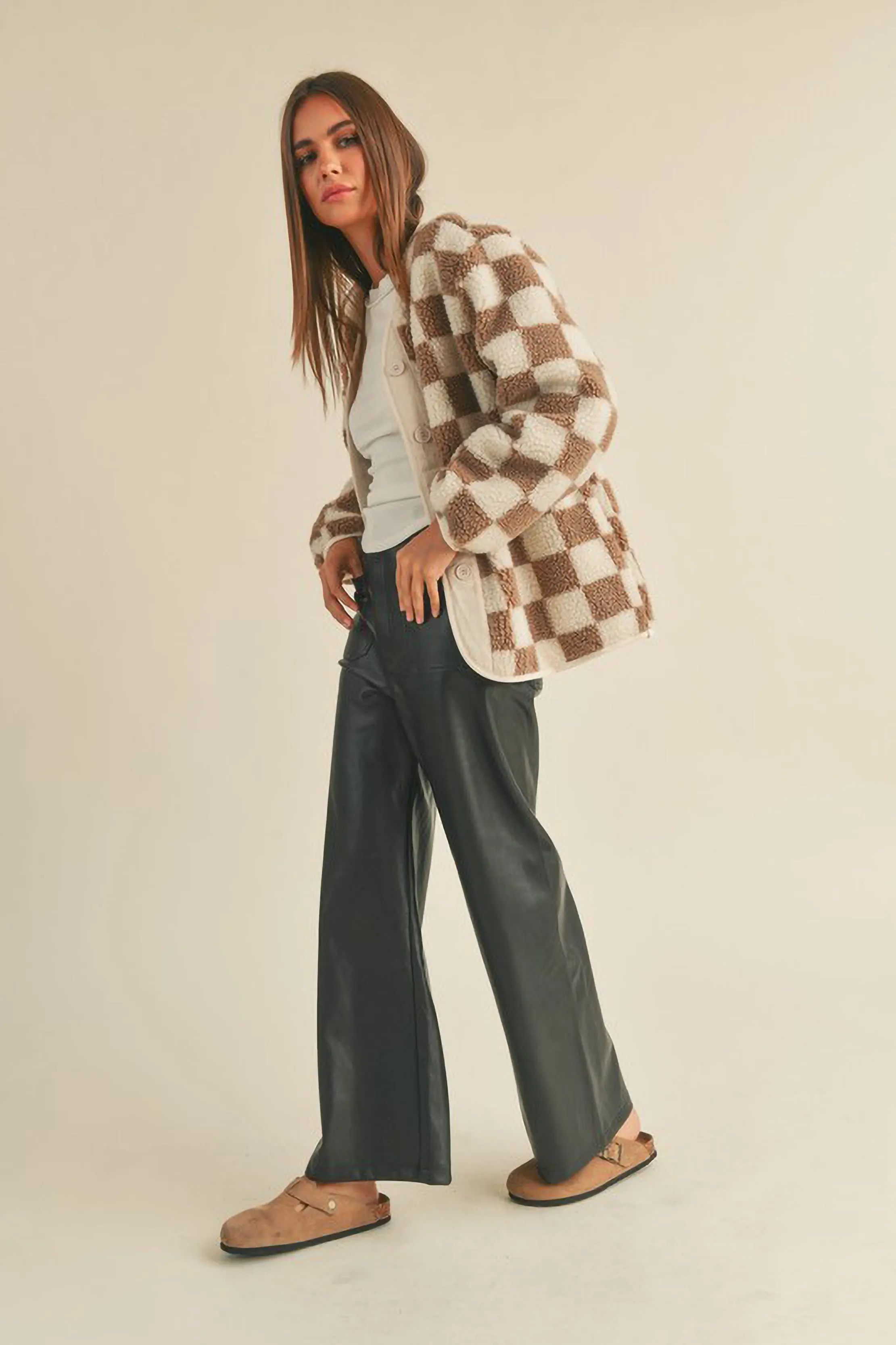 Checkered Sherpa Oversized Jacket sold by Sun n Moon product image thumbnail 2