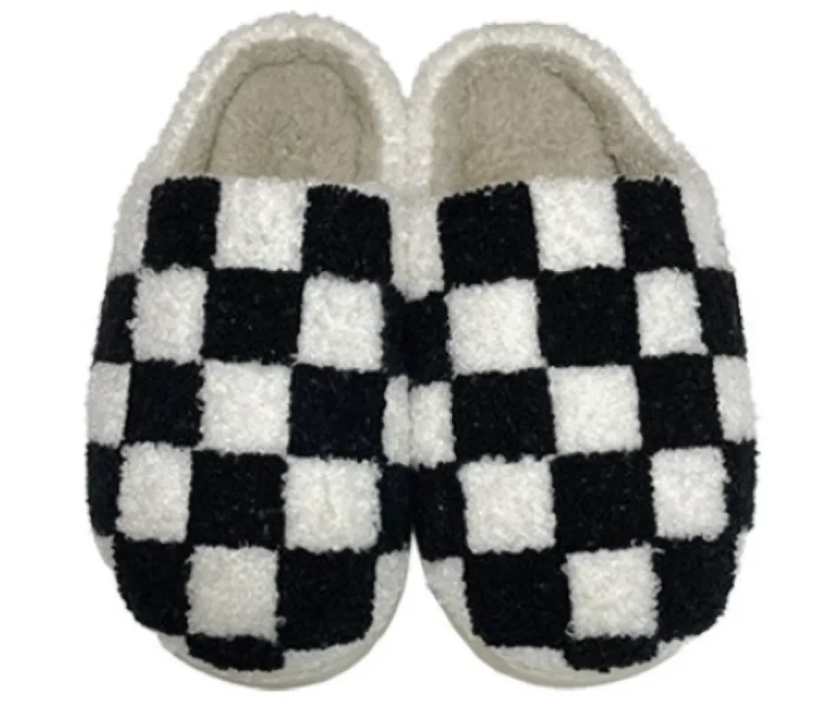 Black and White Checkered Slippers sold by Sun n Moon
