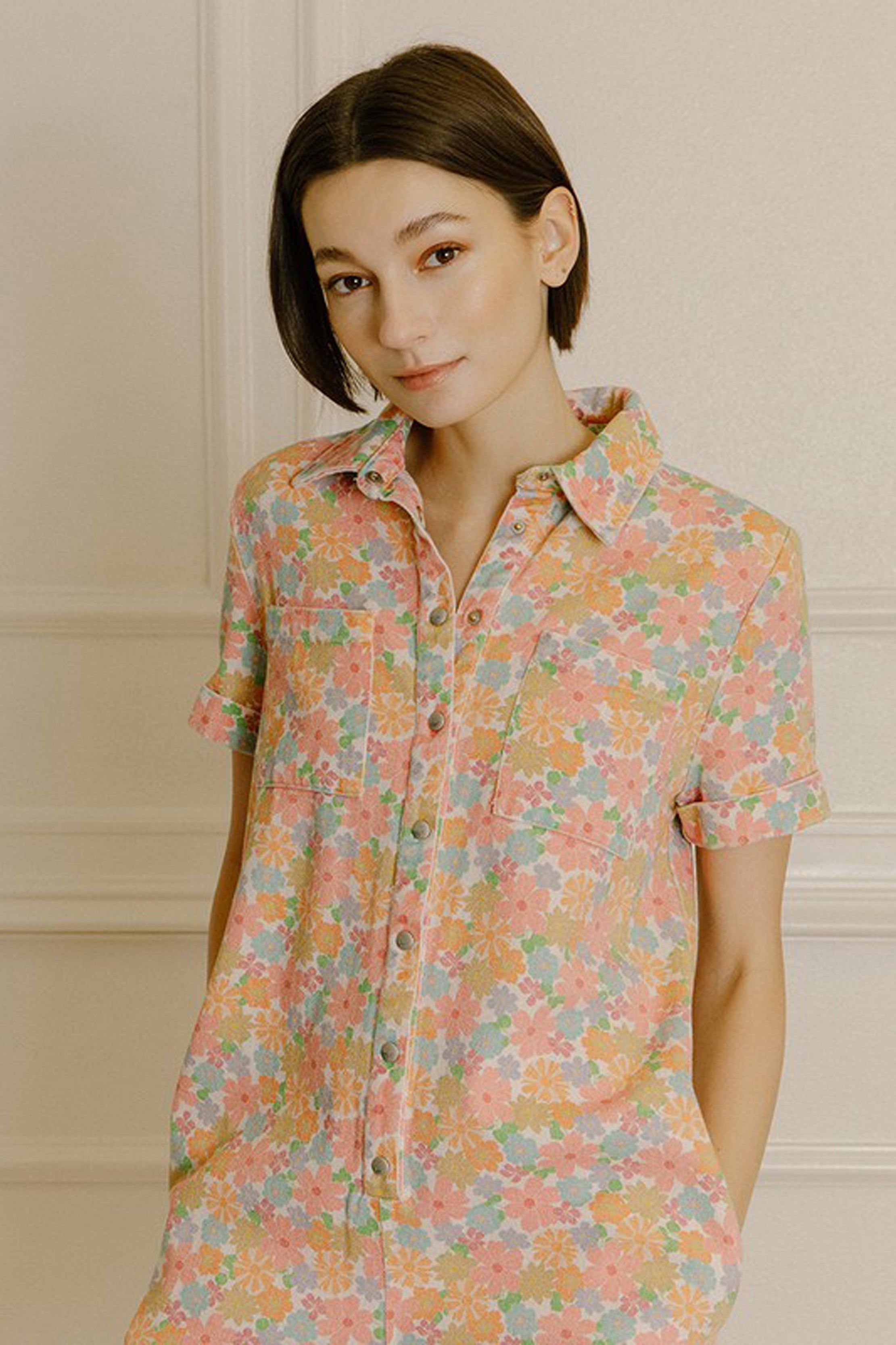 Multicolor Floral Denim Romper sold by Sun n Moon product image thumbnail 2