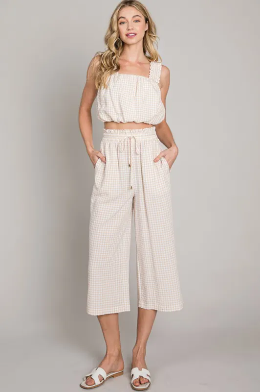 Gingham Cropped Wide Leg Pants sold by Sun n Moon
