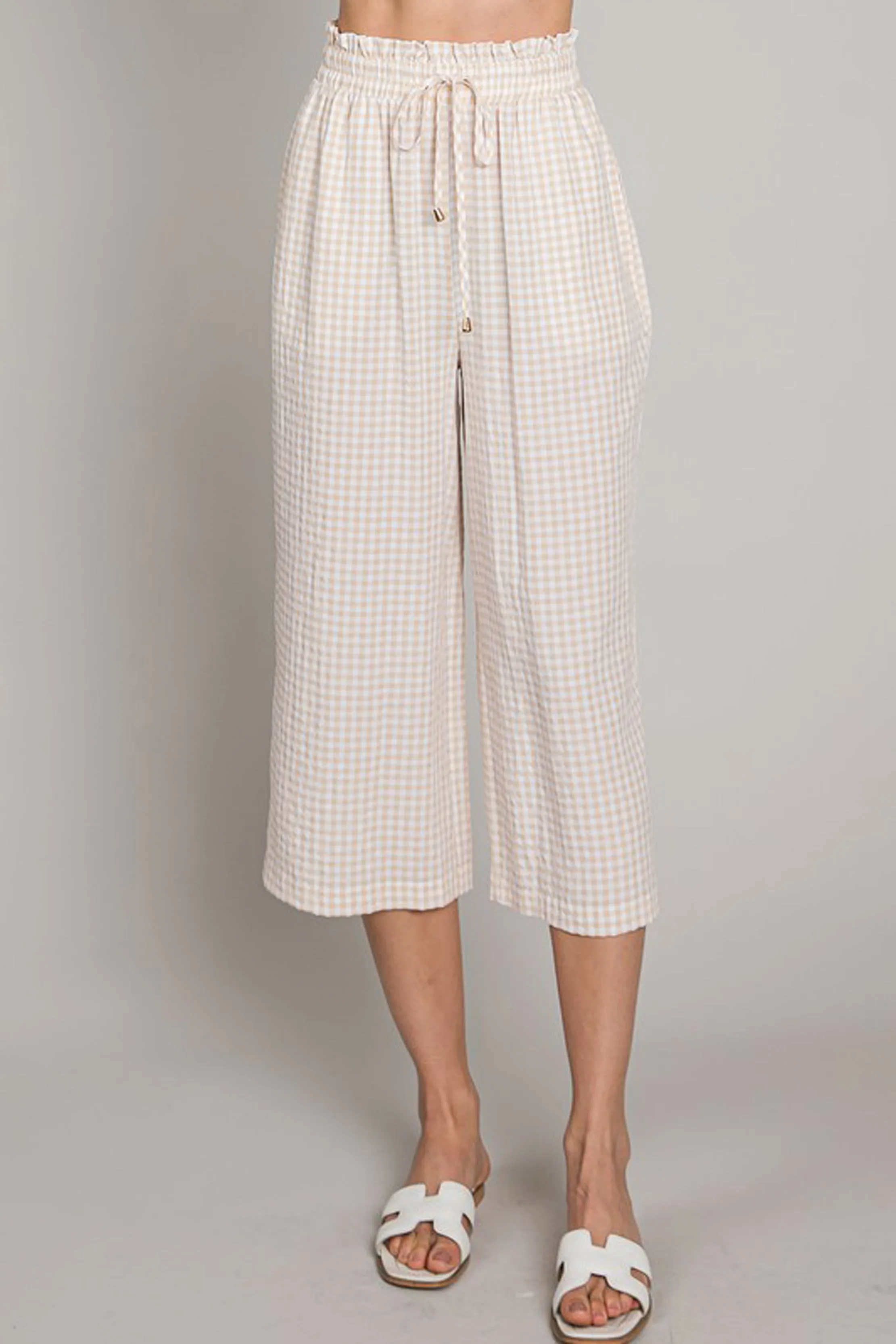 Gingham Cropped Wide Leg Pants sold by Sun n Moon product image thumbnail 2