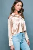 Satin Cropped Collared Button Up sold by Sun n Moon