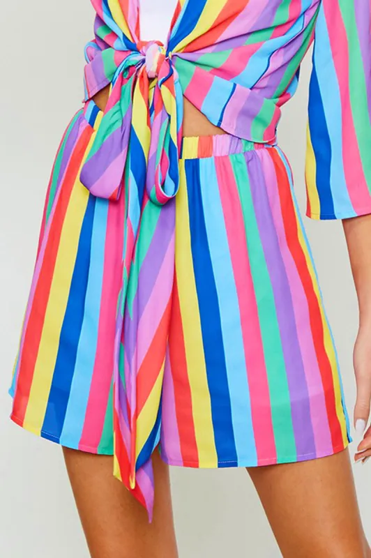 Rainbow Stripe Shorts sold by Sun n Moon