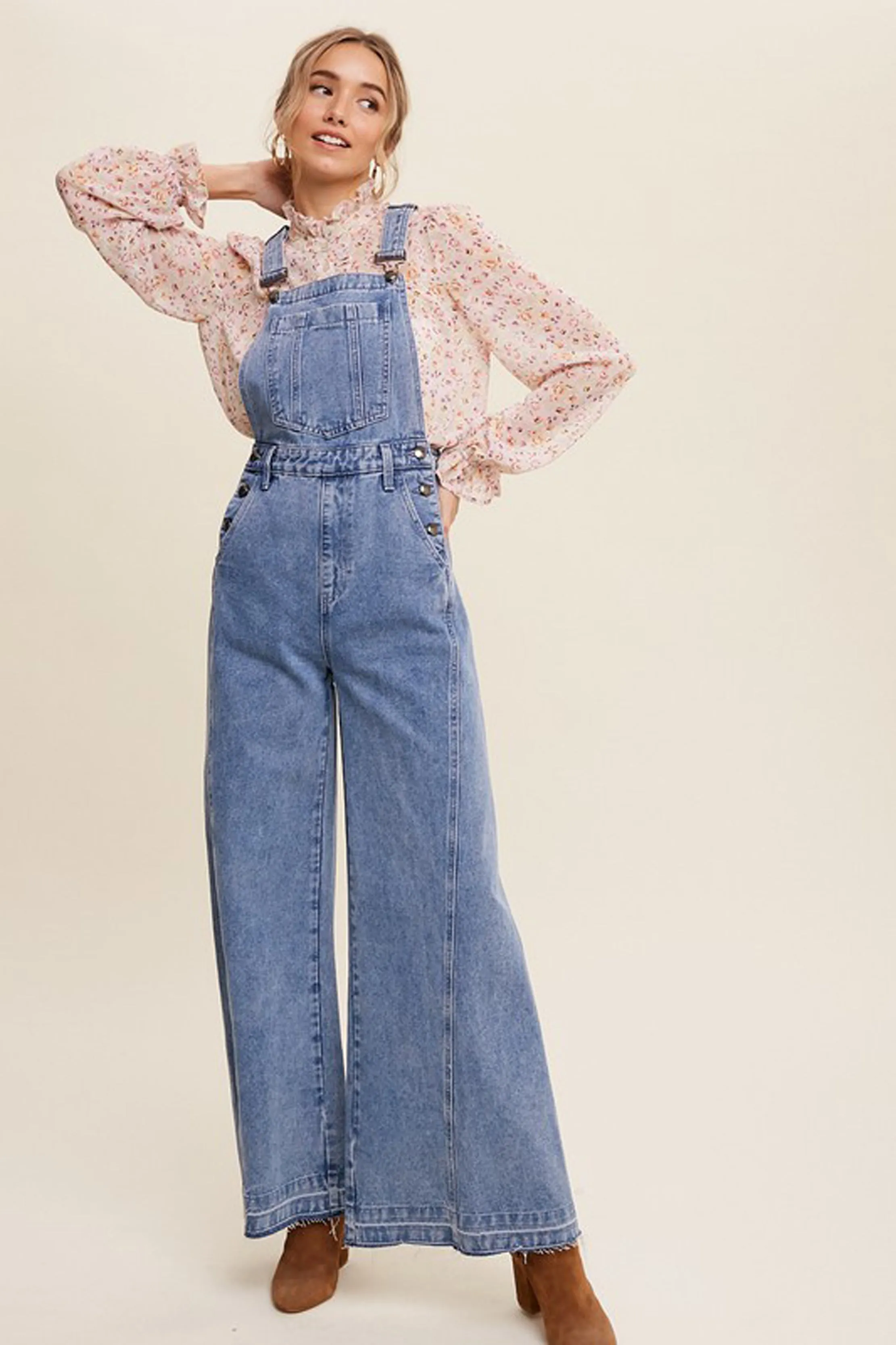 Wide Leg Denim Overalls sold by Sun n Moon product image thumbnail 2