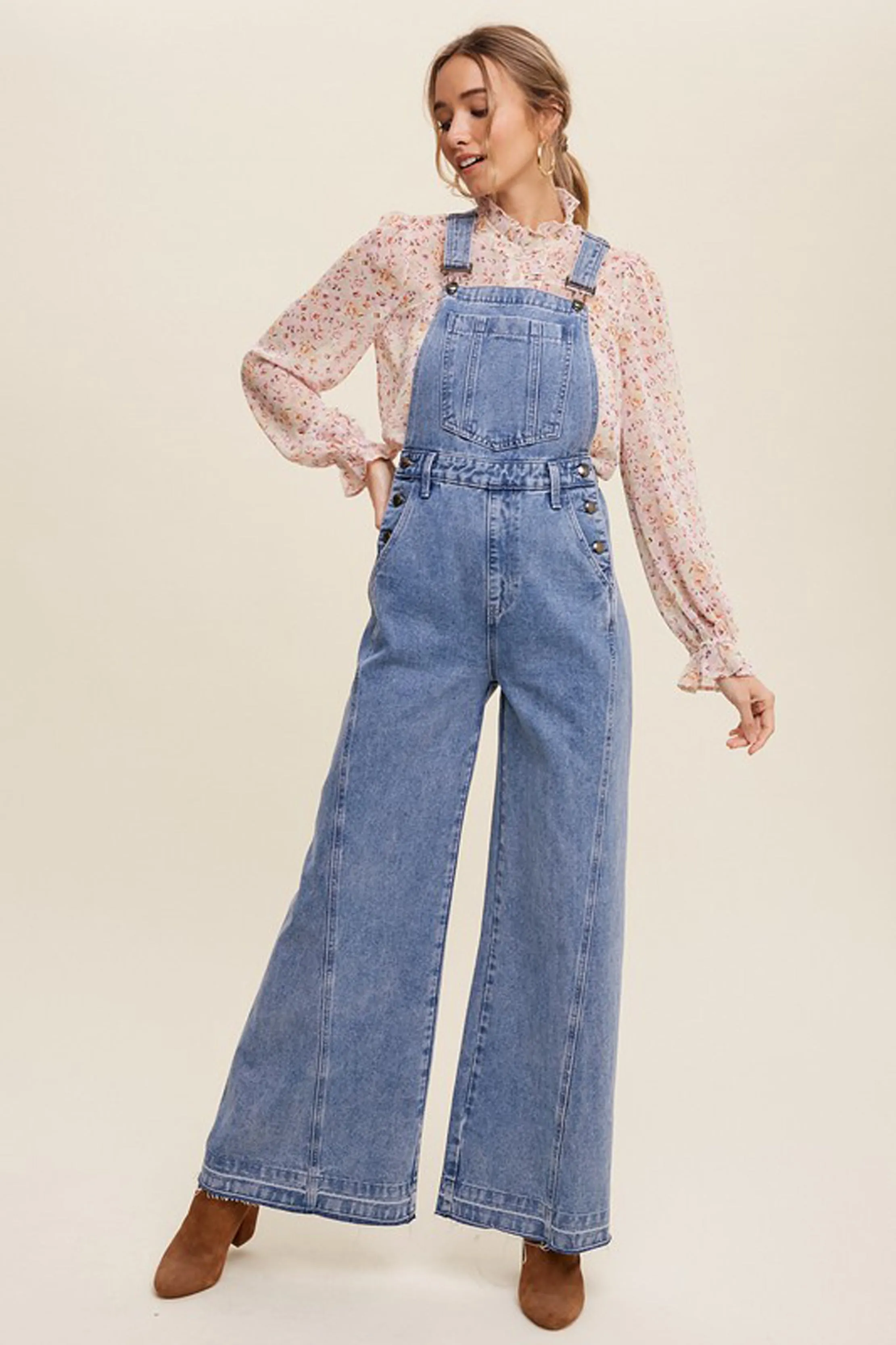 Wide Leg Denim Overalls sold by Sun n Moon