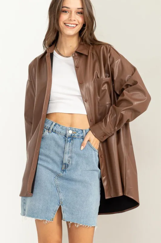 Faux Leather Shacket sold by Sun n Moon