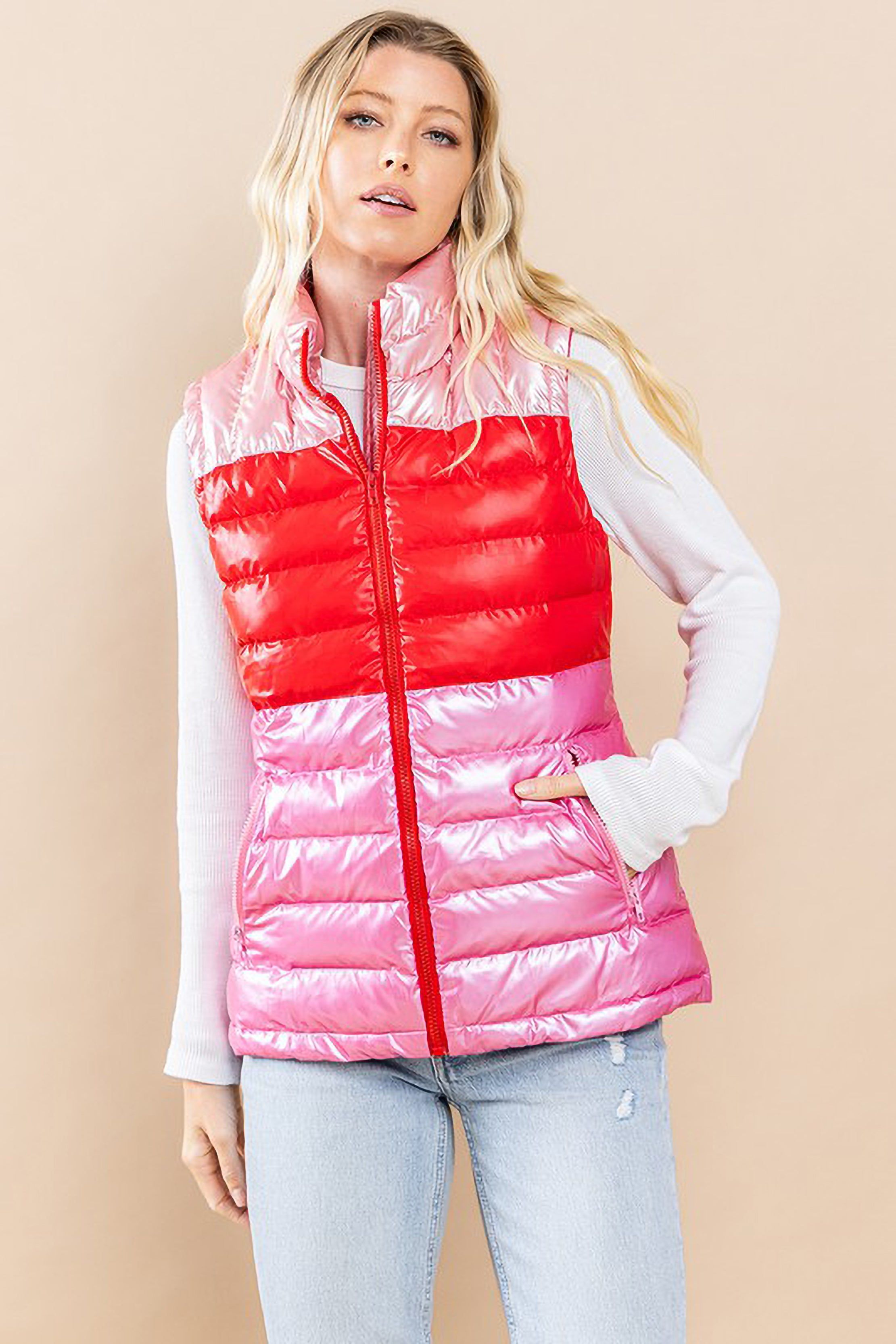 Color Block Metallic Puffer Vest sold by Sun n Moon product image thumbnail 3
