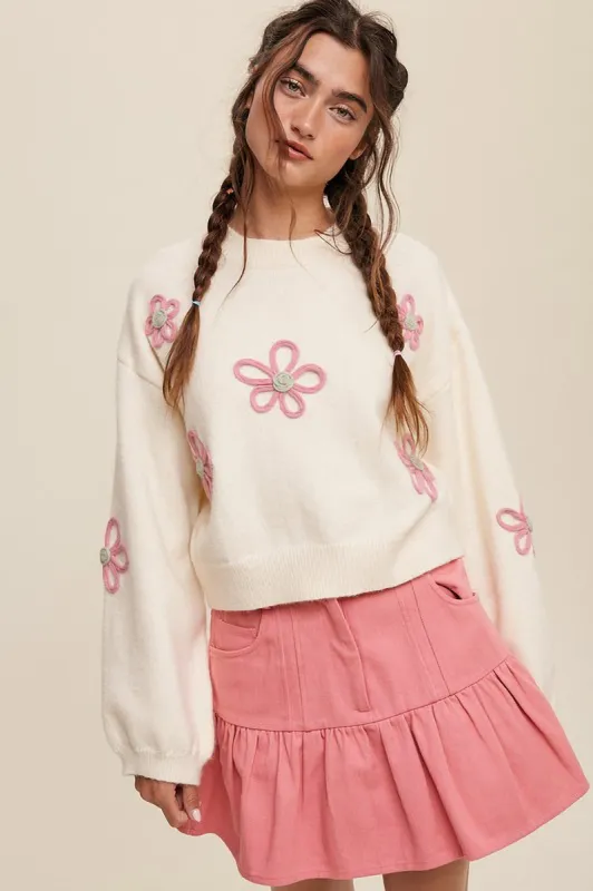 Flower Crew Neck Sweater sold by Sun n Moon