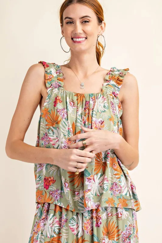 Tropical Ruffle Sleeve Cami sold by Sun n Moon