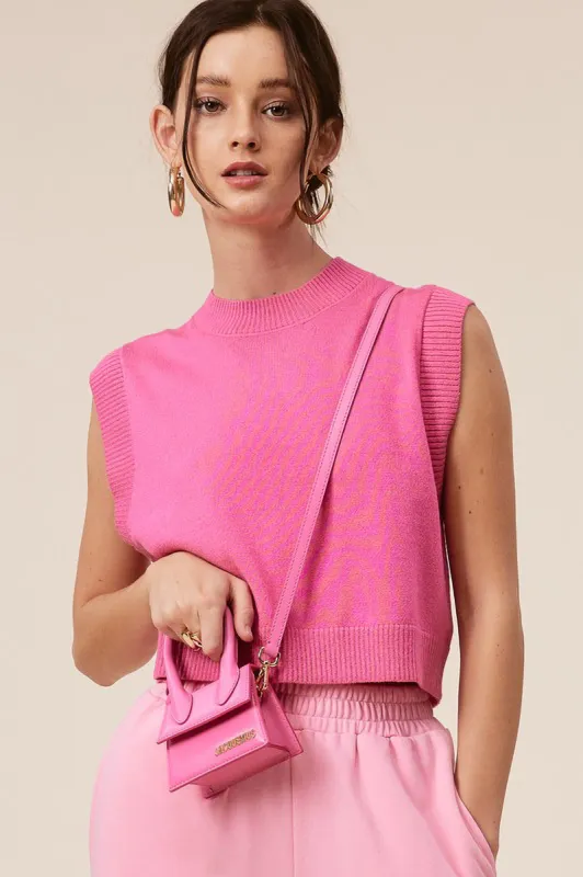 Pink Cropped Sweater Vest sold by Sun n Moon