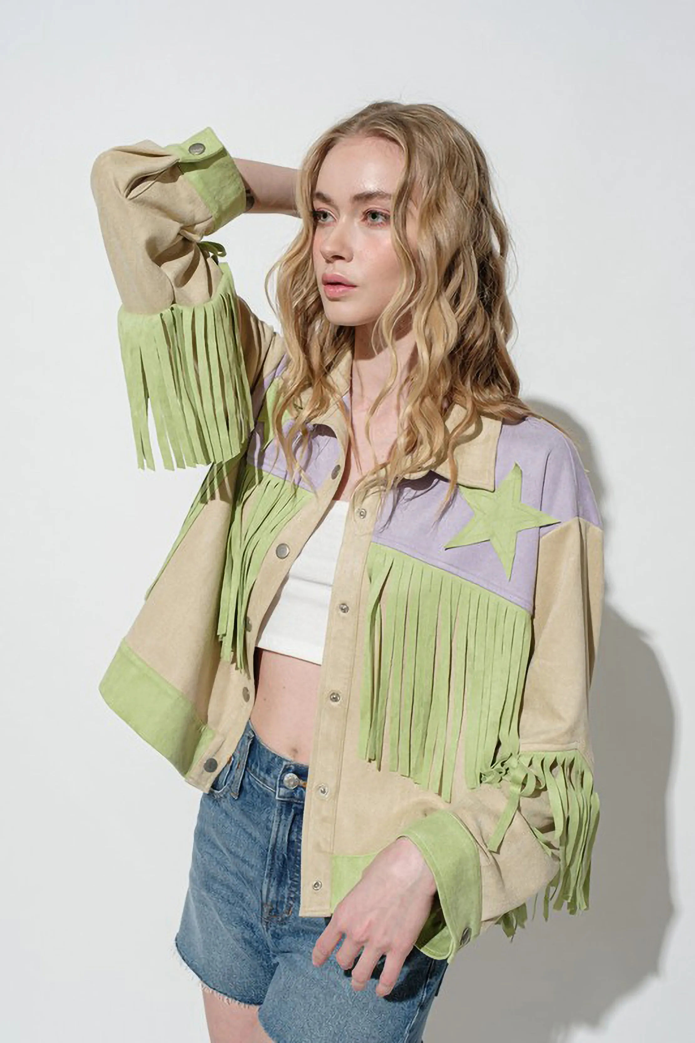 Star Suede Fringe Jacket sold by Sun n Moon