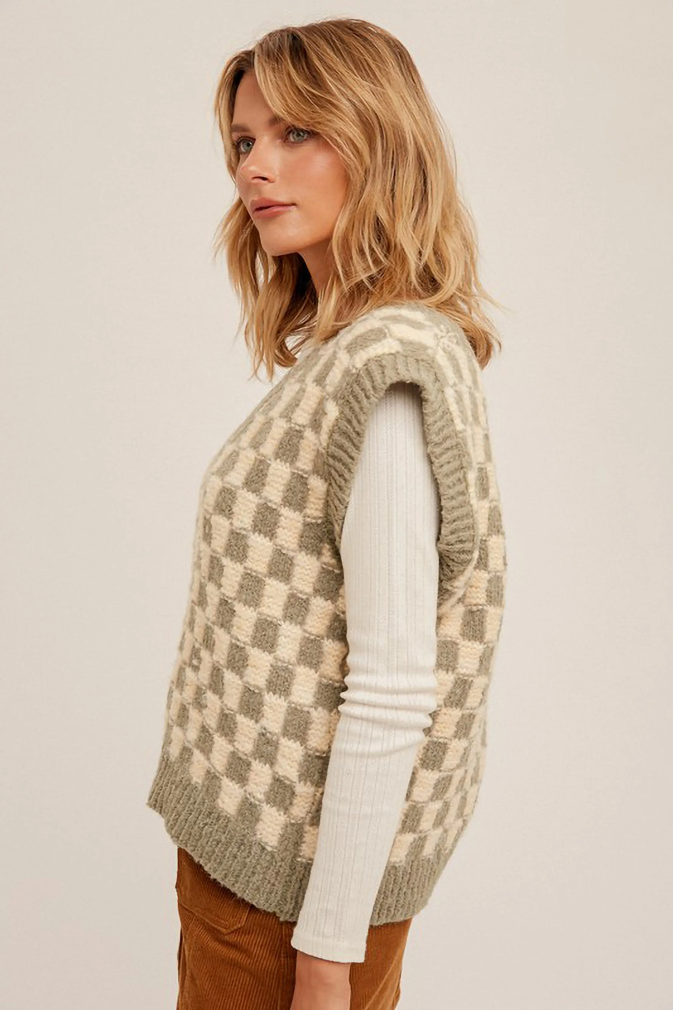 Knit Checkered Sweater Vest sold by Sun n Moon product image thumbnail 2