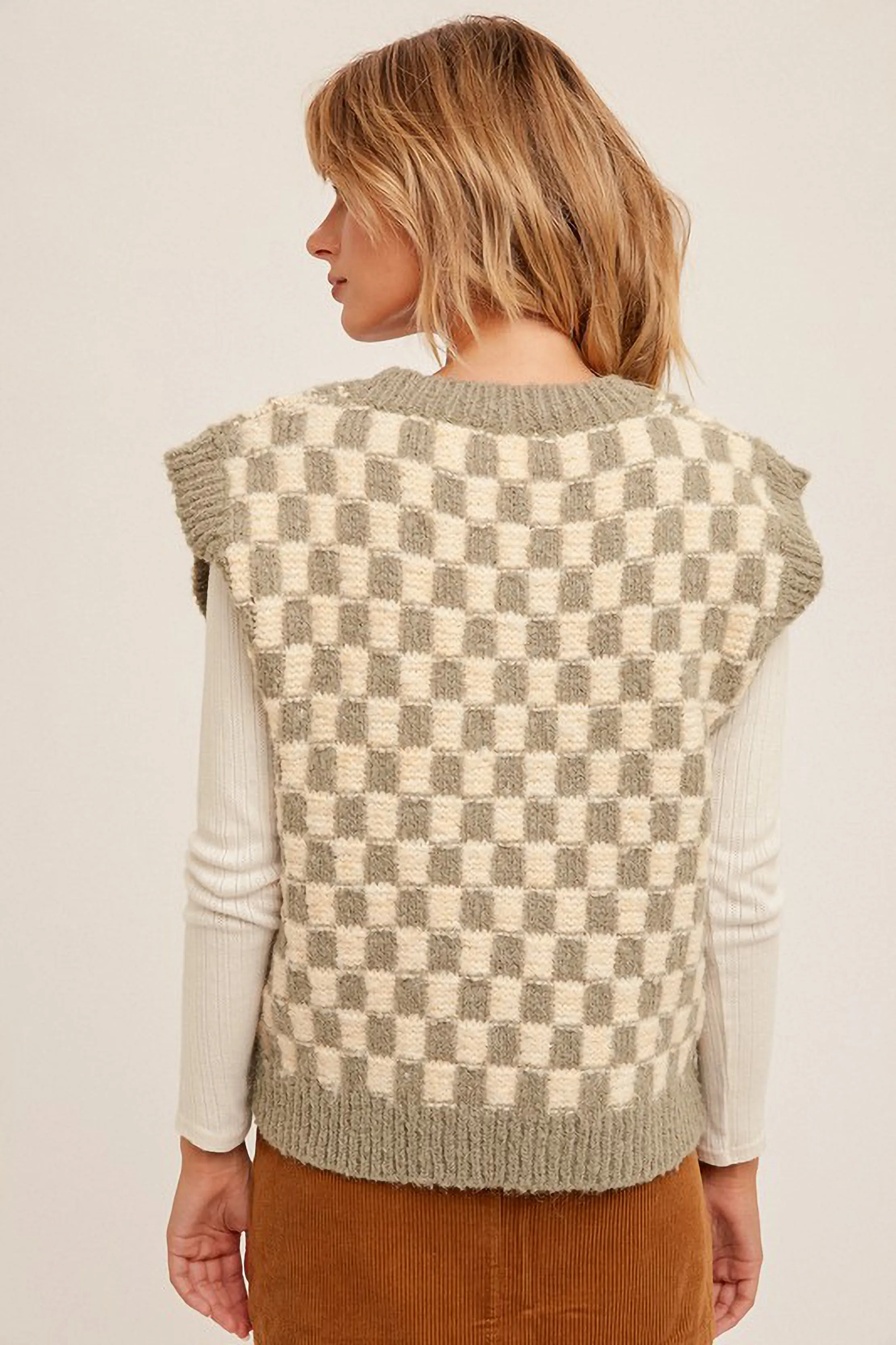 Knit Checkered Sweater Vest sold by Sun n Moon product image thumbnail 3
