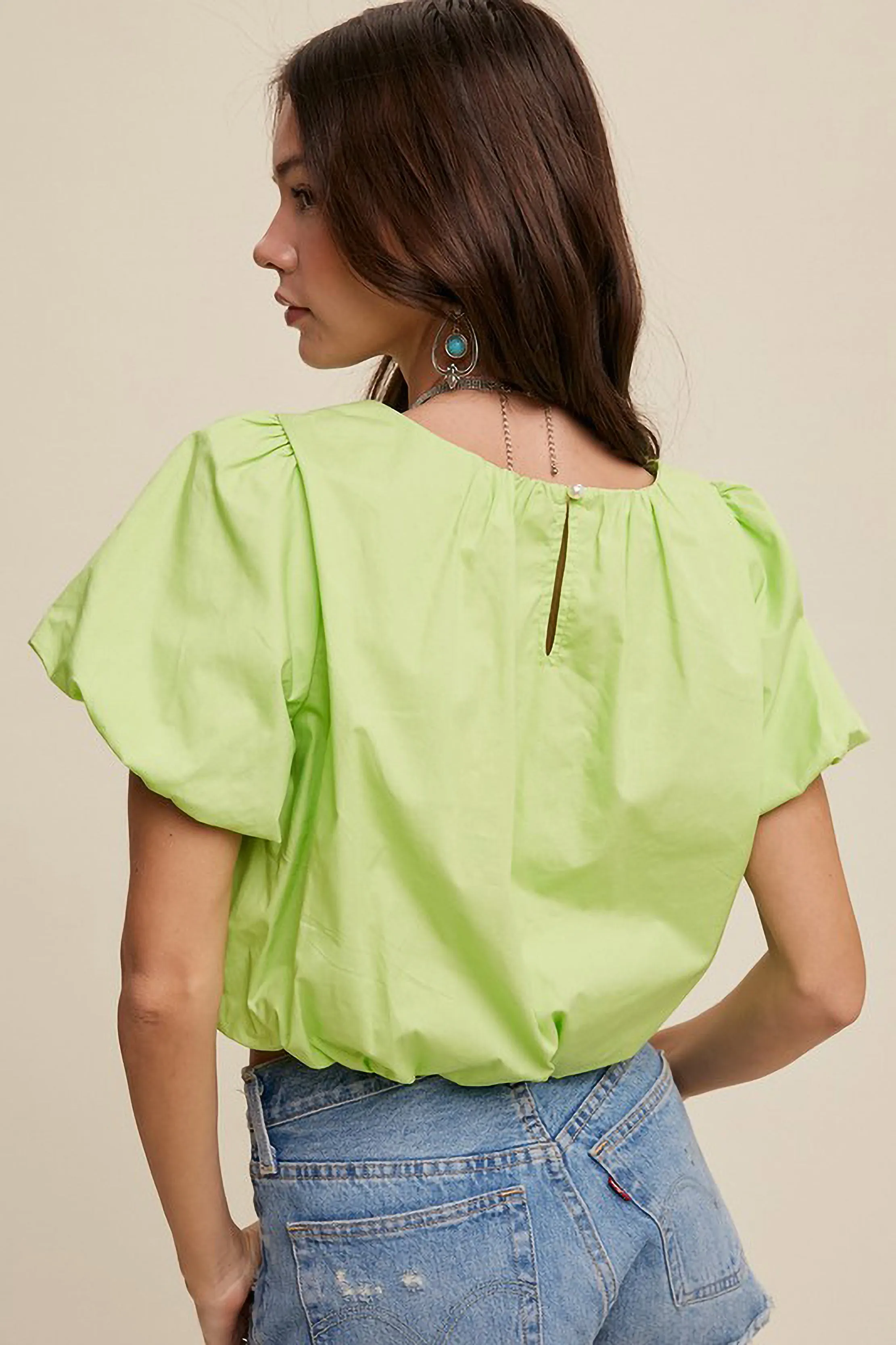 Green Short Sleeve Bubble Top sold by Sun n Moon product image thumbnail 4